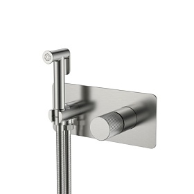 Смеситель для унитаза внеш. и скрытая часть (в сборе) Boheme Stick Nikel Brush Linea 127-NB.3 с гигиеническим душем никель браш латунь