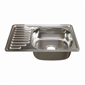 Мойка для кухни Mixline 536117 прямоуг. 66х42 глуб. 18см (толщ.0,8мм) вып. 3 1/2" (врезная) крыло слева хром