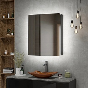 Зеркало-шкаф Континент Eltoro Black LED 76x85 черное LED подсветка МВК114