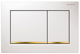 Кнопка смыва (клавиша) для инсталляции Geberit Omega 30 прямоугольная белая/золото матовая 115.080.KK.1