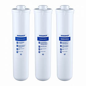 Комплект картриджей для фильтра с краном питьевой воды Аквафор K3-K2-K7 Кристалл для мягкой воды 518543 Водяной