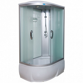 Душевая кабина 120х80х215 Водный Мир Standart ВМ-8802-R-St WT асимметричная (правая) тёмн.тонир.дверки мат.хром проф. задн.стенки бел.стекло верхн.ду
