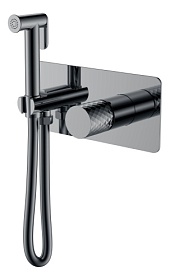 Смеситель для унитаза внеш. и скрытая часть (в сборе) Boheme Stick Shine Gun Metal Diamond 127-SGM с гигиеническим душем shine gun metal латун