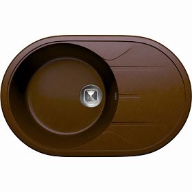 Мойка для кухни Tolero Classic R-116.817 овальная 77,5х51 глуб. 20см вып. 3 1/2" (врезная) крыло универсал коричневая