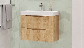 Тумба с раковиной Velvex Clay 70 подвесная 2 выдв.ящ. дуб верона (tp.CLA.9595.70.2Y)