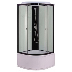 Душевая кабина 90х90х220 Aquapulse Aquacubic 4002D fabric white+black profile угловая (четверть круга) рифленые дверки черный проф. задн.стенки бел.с
