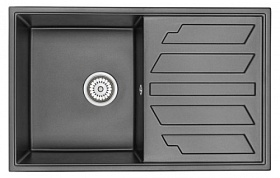 Мойка для кухни Granula GR-8002 прямоуг. 80х50 глуб. 20см вып. 3 1/2" (врезная) крыло универсал шварц