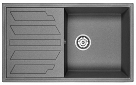 Мойка для кухни Granula GR-8601 прямоуг. 86х50 глуб. 20см вып. 3 1/2" (врезная) крыло универсал графит