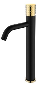 Смеситель для умывальника (раковины) Boheme Stick Black Diamond Gold 122-BG черный/золото латунь Водяной