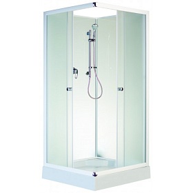 Душевая кабина 90х90х195 Aquapulse Aquacubic 8504B fabric квадрат рифленые дверки мат.хром проф. задн.стенки мат.стекло