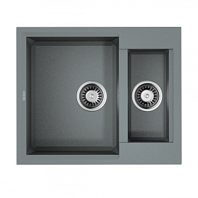 Мойка для кухни Omoikiri Sakaime 60-2-GR 4993554 прямоуг. 60х50 глуб. 21см (толщ.10мм) вып. 3 1/2" (врезная) leningrad grey