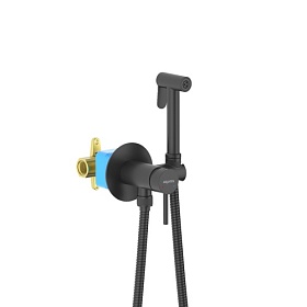 Смеситель для унитаза внеш. и скрытая часть (в сборе) Aquatek Европа AQ1021MB с гигиеническим душем чёрный латунь