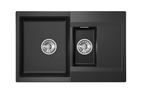 Мойка для кухни Granula Estetica ES-7808 чёрный прямоуг. 78х50 глуб. 20см вып. 3 1/2" (накладная) крыло универсал чёрная