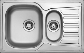 Мойка для кухни TopZero WellInox Comfort COP780.480.15.GT8K прямоуг. 78х48 глуб. 19см (толщ.0,8мм) вып. 3 1/2" (врезная) крыло справа серебристый
