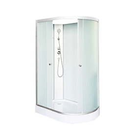Душевая кабина 120х80х200 Dto LM902LN асимметричная (левая) мат.дверки мат.хром проф. задн.стенки бел.стекло
