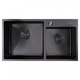 Мойка для кухни Mixline Pro 547241 прямоуг. 72х40 глуб. 22см (толщ.3мм) вып. 3 1/2" (врезная) PVD чёрный графит