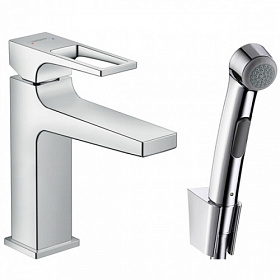 Смеситель для умывальника (раковины) Hansgrohe Metropol 74522000 с гигиеническим душем хром латунь Водяной