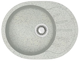 Мойка для кухни Azario Light CS00079923 овальная 57,5х44 глуб. 21,5см вып. 3 1/2" (врезная) крыло универсал светло-серая