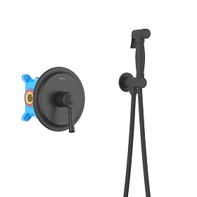 Смеситель для унитаза внеш. и скрытая часть (в сборе) Aquatek Классик AQ1519MB с гигиеническим душем чёрный латунь