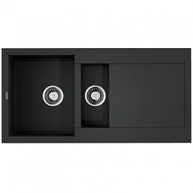 Мойка для кухни Omoikiri Sakaime 100-2-BL 4993892 прямоуг. 100х50 глуб. 20см (толщ.10мм) вып. 3 1/2" (врезная) крыло универсал чёрная