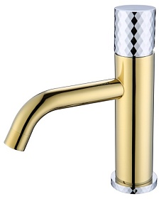 Смеситель для умывальника (раковины) Boheme Stick Gold Diamond Chrome 121-GCR хром/золото латунь Водяной