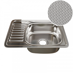 Мойка для кухни Mixline 532311 прямоуг. 58х48 глуб. 18см (толщ.0,8мм) вып. 3 1/2" (врезная) крыло слева хром