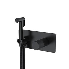 Смеситель для унитаза внеш. и скрытая часть (в сборе) Boheme Stick Matt Black Spirale 127-BB.4 с гигиеническим душем чёрный латунь Водяной