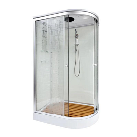 Душевая кабина 120х80х220 Dto EM1512L асимметричная (левая) мат.дверки хром проф. задн.стенки бел.стекло верхн.душ