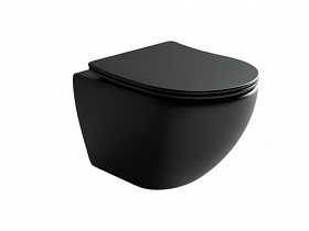 Унитаз подвесной Ceramica Nova Metropol безободковый смыв чёрный сид.дюропласт микролифт CN4002MB Водяной