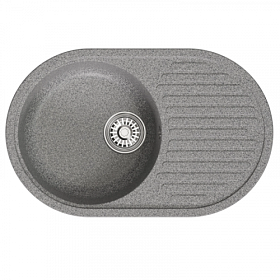 Мойка для кухни Mixline ML-GM16 551927 овальная 73х46 глуб. 18см вып. 3 1/2" (врезная) крыло универсал тёмно-серая