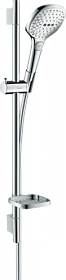 Душевая стойка с лейкой и шлангом Hansgrohe Raindance Select E 120 3jet 718 мм d120 мм квадратная 3-х реж. с мыльницей 26620000 хром