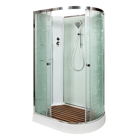 Душевая кабина 110х80х208 Dto EM1511LN асимметричная (левая) мат.дверки хром проф. задн.стенки бел.стекло