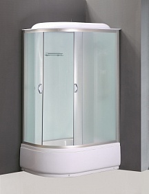 Душевая кабина 120х80х215 Loranto CS-66120R F асимметричная (правая) мат.дверки мат.хром проф. задн.стенки бел.стекло верхн.душ