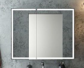 Зеркало-шкаф Континент Mirror Box Led 100x80 черное LED подсветка МВК051