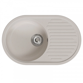 Мойка для кухни Mixline ML-GM16 551930 овальная 73х46 глуб. 18см вып. 3 1/2" (врезная) крыло универсал белая
