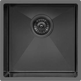 Мойка для кухни TopZero TNL/R10 ColorX TNL 400 TITANIUM квадратная 44х44 глуб. 20см (толщ.1,2мм) вып. 3 1/2" (врезная, подстольная) титан