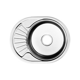 Мойка для кухни Iddis Suno S SUN60SDi77 овальная 60х47 глуб. 18см (толщ.0,8мм) вып. 3 1/2" (врезная) крыло универсал хром