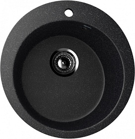 Мойка для кухни Ulgran U-405-308 круглая 49,5х49,5 глуб. 20см вып. 3 1/2" (врезная) чёрная