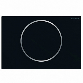 Кнопка смыва (клавиша) для инсталляции Geberit Sigma 10 New прямоугольная c кругл.кнопками чёрная/хром матовая 115.758.14.5