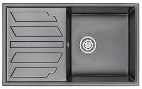 Мойка для кухни Granula GR-8601 прямоуг. 86х50 глуб. 20см вып. 3 1/2" (врезная) крыло универсал шварц