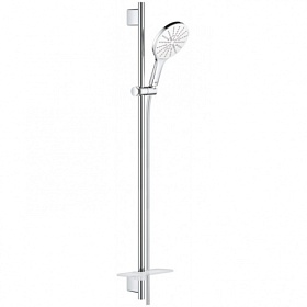 Душевая стойка с лейкой и шлангом Grohe Rainshower SmartActive 930 мм d150 мм квадратная 3-х реж. с мыльницей 26594LS0 хром