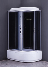 Душевая кабина 120х80х215 Loranto CS-66120L G асимметричная (левая) тёмн.тонир.дверки хром проф. задн.стенки черное стекло верхн.душ