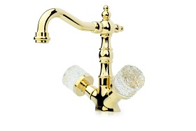 Смеситель для умывальника (раковины) Boheme Crystal 292-CRST золото латунь