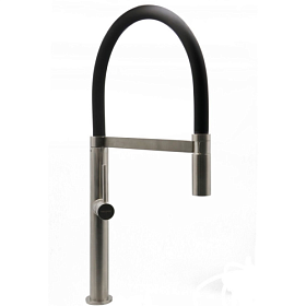 Смеситель для кухни (мойки) TopZero Prime TPZ 205 INOX гибкий излив хром/черный нерж. сталь