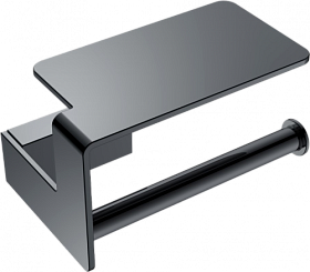 Держатель для туалетной бумаги с полкой скоба без крышки Boheme Q 10941-SGM shine gun metal