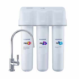 Фильтр под кран питьевой воды 3-х ступ. Аквафор Кристалл Eco H Pro см./элем. Pro1-ProH-ProB умягчающий (для жёсткой воды) микрофильтрация 212540