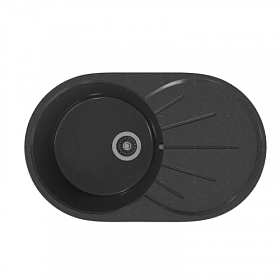 Мойка для кухни Mixline ML-GMS05 Стандарт 551108 овальная 73,5х45,5 глуб. 17см вып. 3 1/2" (врезная) крыло универсал чёрная