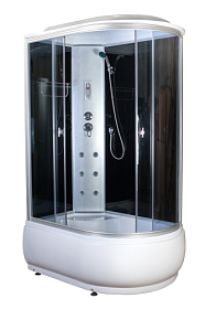Душевая кабина 120х80х220 Aquapulse Aquacubic 4006B L grey black асимметричная (левая) серые дверки мат.хром проф. задн.стенки черное стекло верхн.ду