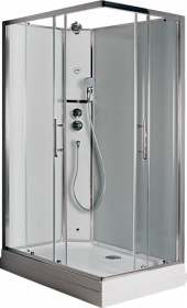 Душевая кабина 120х80х222 Timo Premium Ilma102L прямоугольная прозр.дверки хром проф. задн.стенки бел.стекло верхн.душ