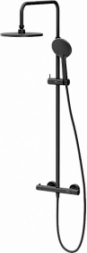 Душевая стойка с верхней тропической лейкой и смесителем для душа Damixa Option DX218091300 термостат чёрная круглая Водяной